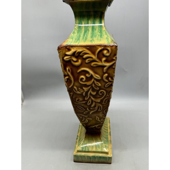Allure Marion rouge House Vintage Style Embossed Green & Brown Vase tin READ - Picture 4 of 7